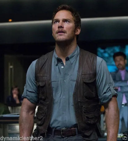 Chris Pratt Jurassic World Fallen Kingdom Owen Grady Leather Vest