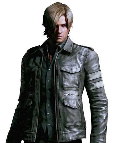 Leon Kennedy Resident Evil 6 Black Leather Jacket