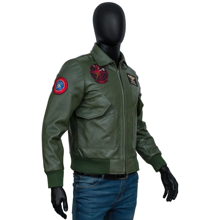 Tom Cruise Top Gun 2 Maverick MA-1 Flight Bomber Patched Cotton Leather Jacket