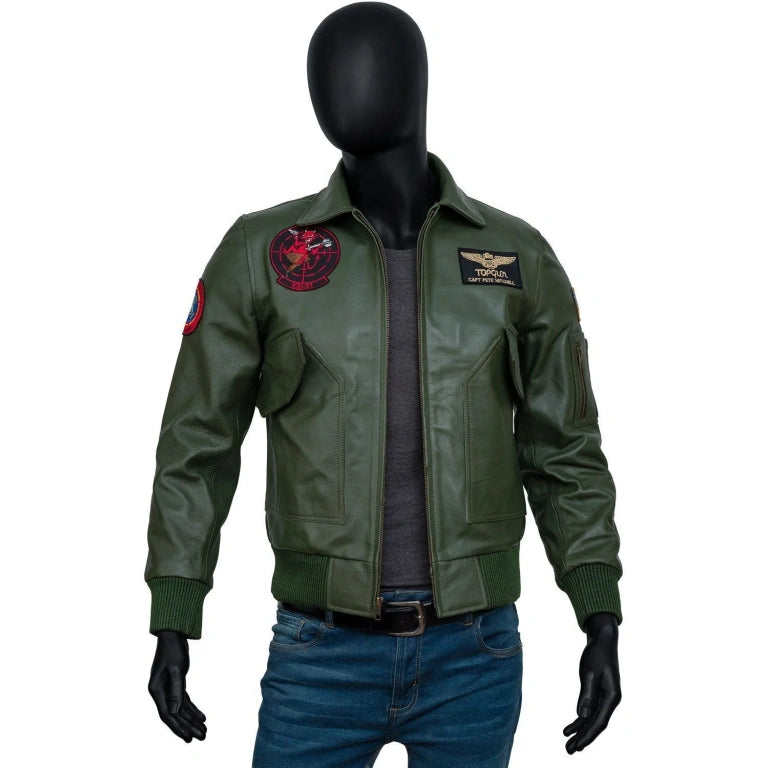 Tom Cruise Top Gun 2 Maverick MA-1 Flight Bomber Patched Cotton Leather Jacket