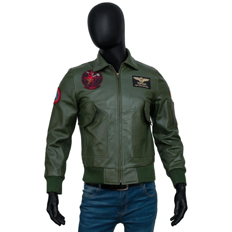 Tom Cruise Top Gun 2 Maverick MA-1 Flight Bomber Patched Cotton Leather Jacket