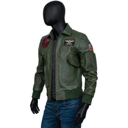 Tom Cruise Top Gun 2 Maverick MA-1 Flight Bomber Patched Cotton Leather Jacket