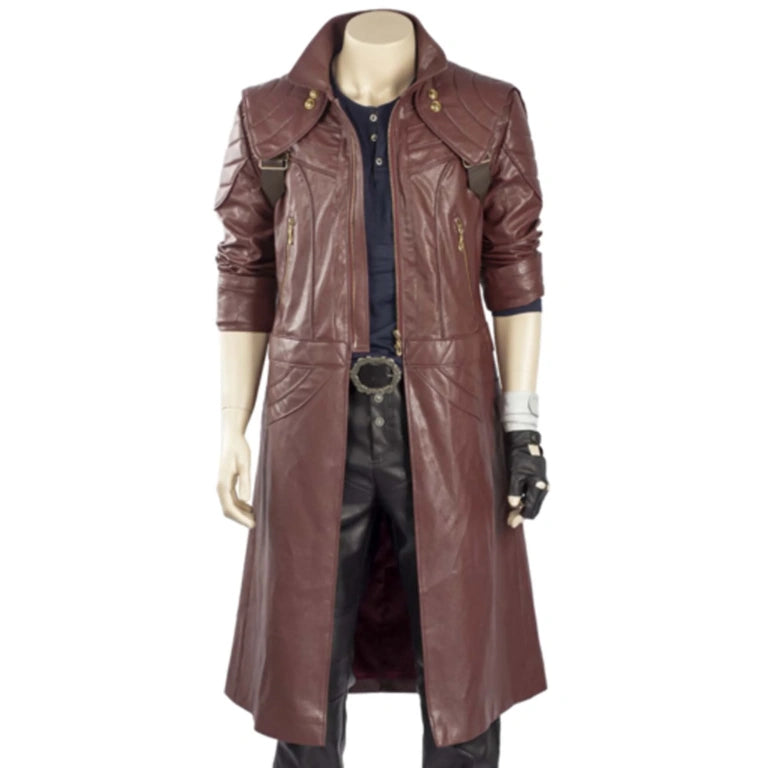 Devil May Cry 5 DMC Dante Cosplay Costume Jacket Long Brown Leather Coat