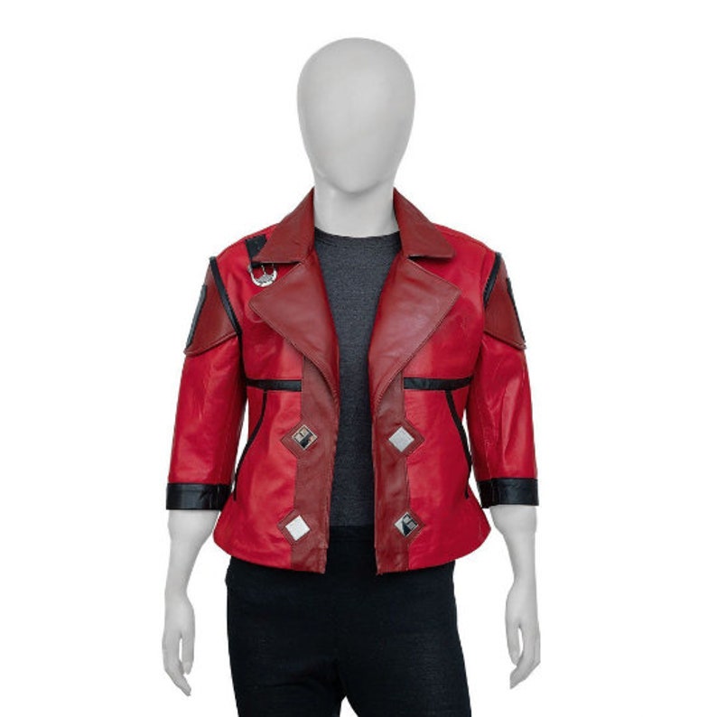 Handmade Women's Arcane VI Jacket | LOL VI Cosplay Costume Red Leather Jacket