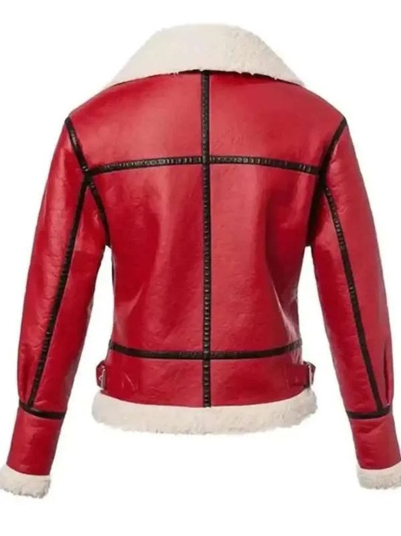 Christmas Shearling Red Real Leather Jacket For Men and Women