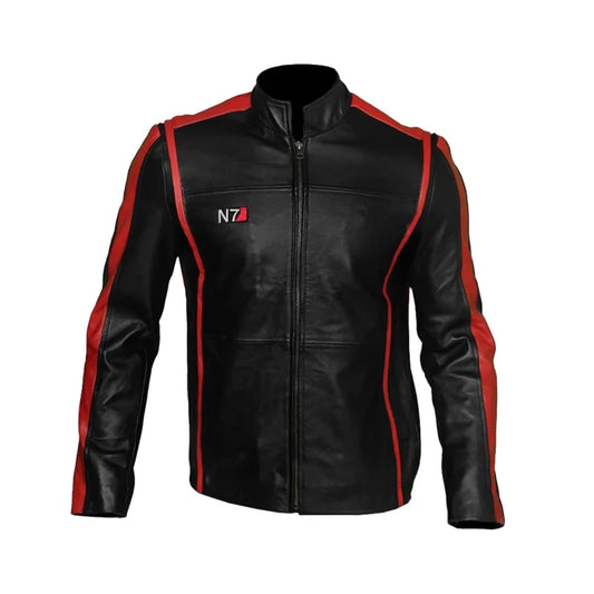 N7 Mass Effect 3 Jacket | Street Fighter Mass 3 Effected Commander Shepard Game Leather Black Biker Jacket