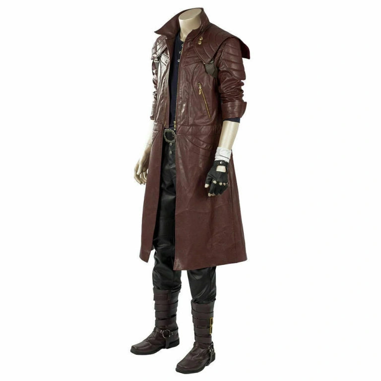 Devil May Cry 5 DMC Dante Cosplay Costume Jacket Long Brown Leather Coat