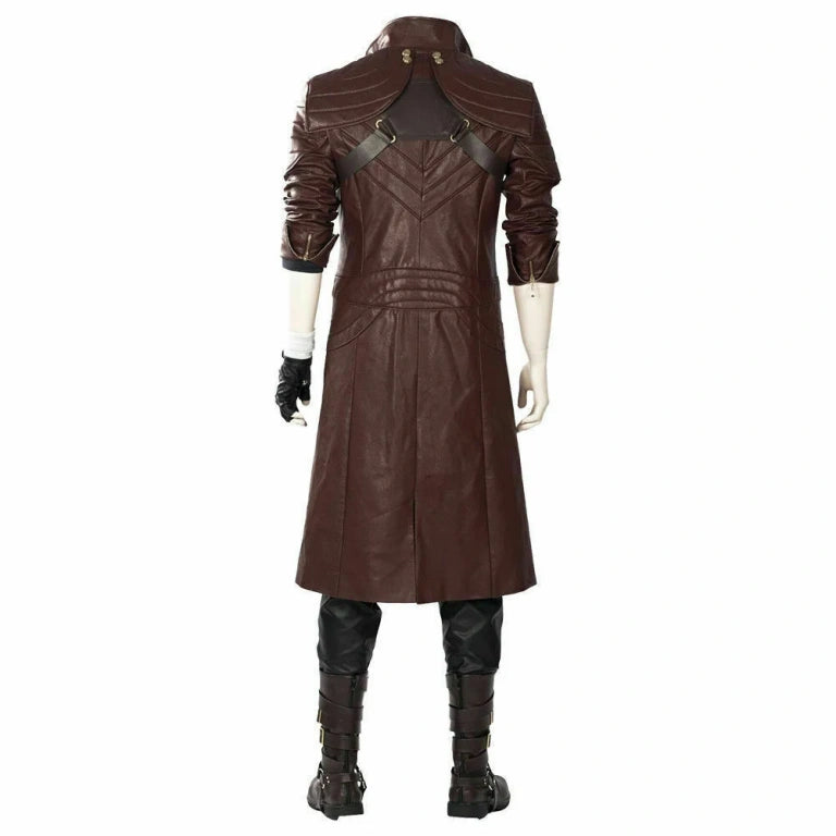 Devil May Cry 5 DMC Dante Cosplay Costume Jacket Long Brown Leather Coat